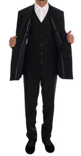 Dolce & Gabbana Elegant Black Wool Three-Piece Suit