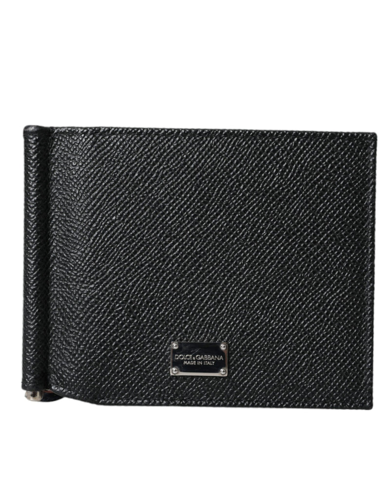 Dolce & Gabbana Black Leather Bifold Logo Plaque Card Holder Wallet