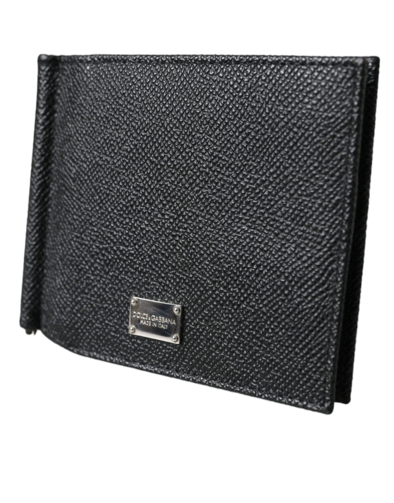 Dolce & Gabbana Black Leather Bifold Logo Plaque Card Holder Wallet