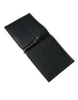 Dolce & Gabbana Black Leather Bifold Logo Plaque Card Holder Wallet