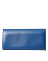 Dolce & Gabbana Blue Dauphine Leather Logo Plaque Continental Wallet