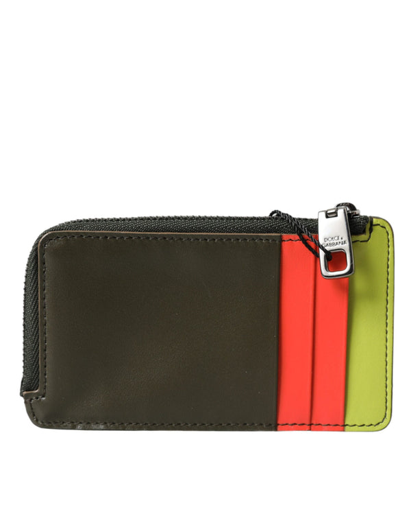 Dolce & Gabbana Multicolor Calfskin Leather Logo Card Holder Wallet