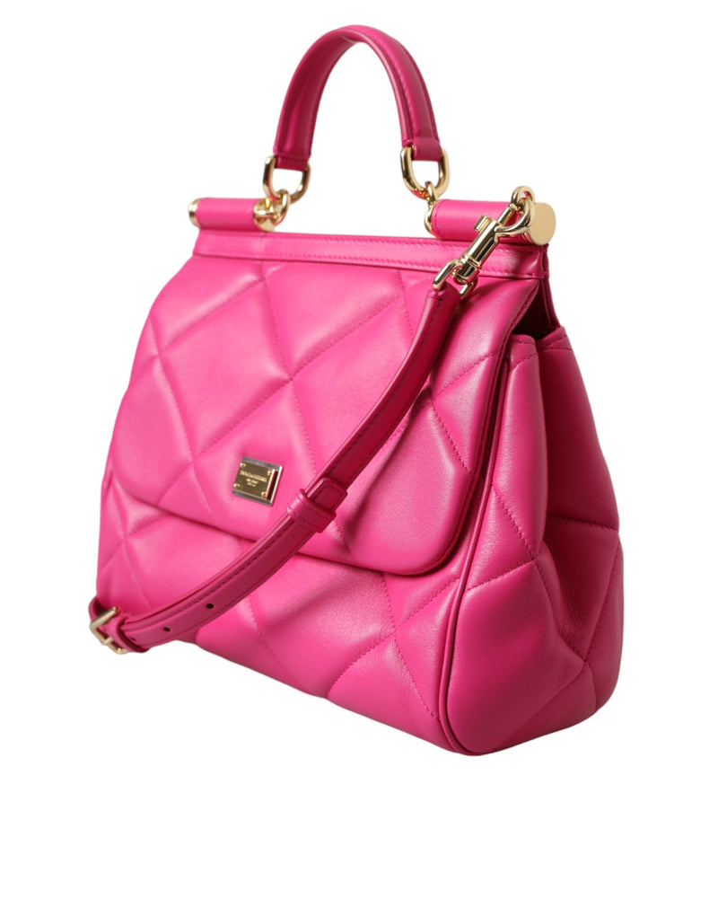 Dolce & Gabbana Pink Quilted Leather SICILY Shoulder Purse Satchel Bag