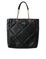 Dolce & Gabbana Black Leather JUNGLE Quilted Shopping Tote Bag