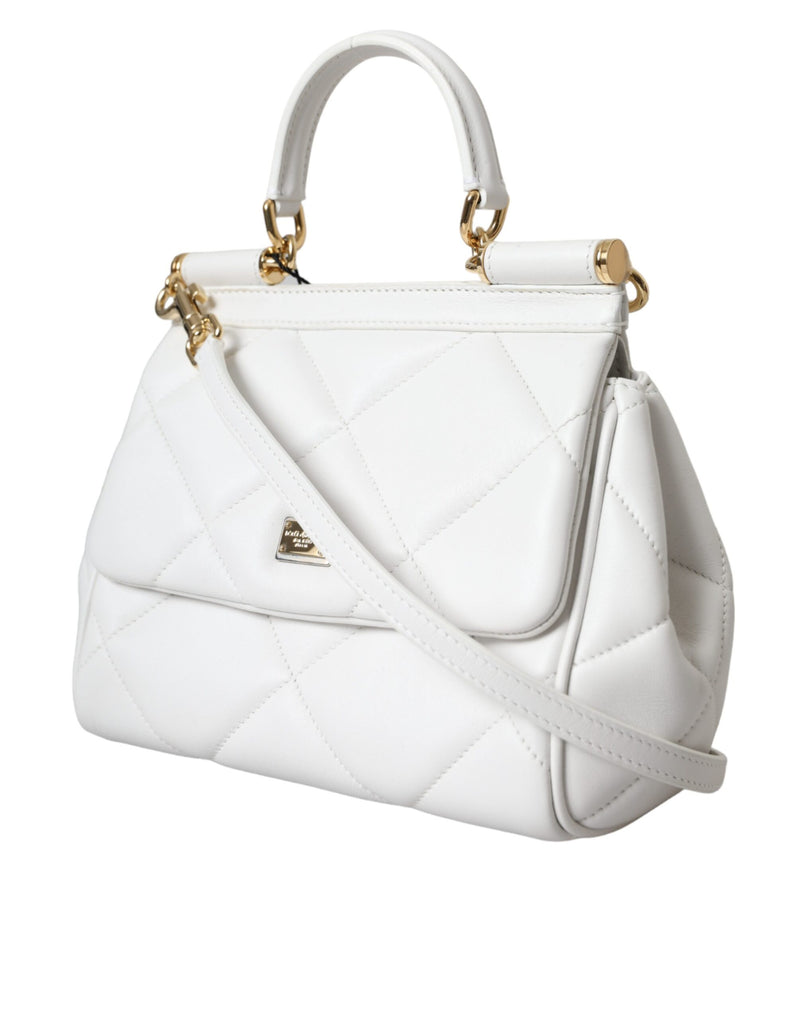 Dolce & Gabbana White Quilted Leather SICILY Shoulder Purse Satchel Bag