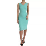 Dolce & Gabbana Green Viscose Sleeveless Bodycon Midi Dress