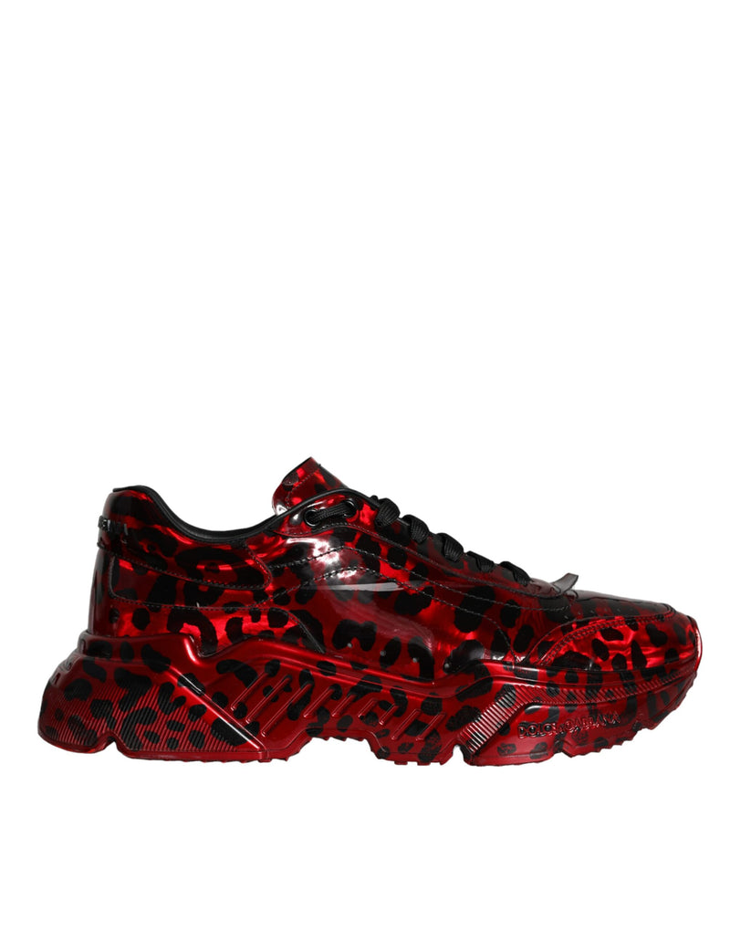 Dolce & Gabbana Red Leopard Daymaster Low Top Sneakers Shoes