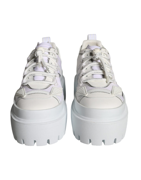 Dolce & Gabbana White Silver Chunky Platform Sneakers Shoes