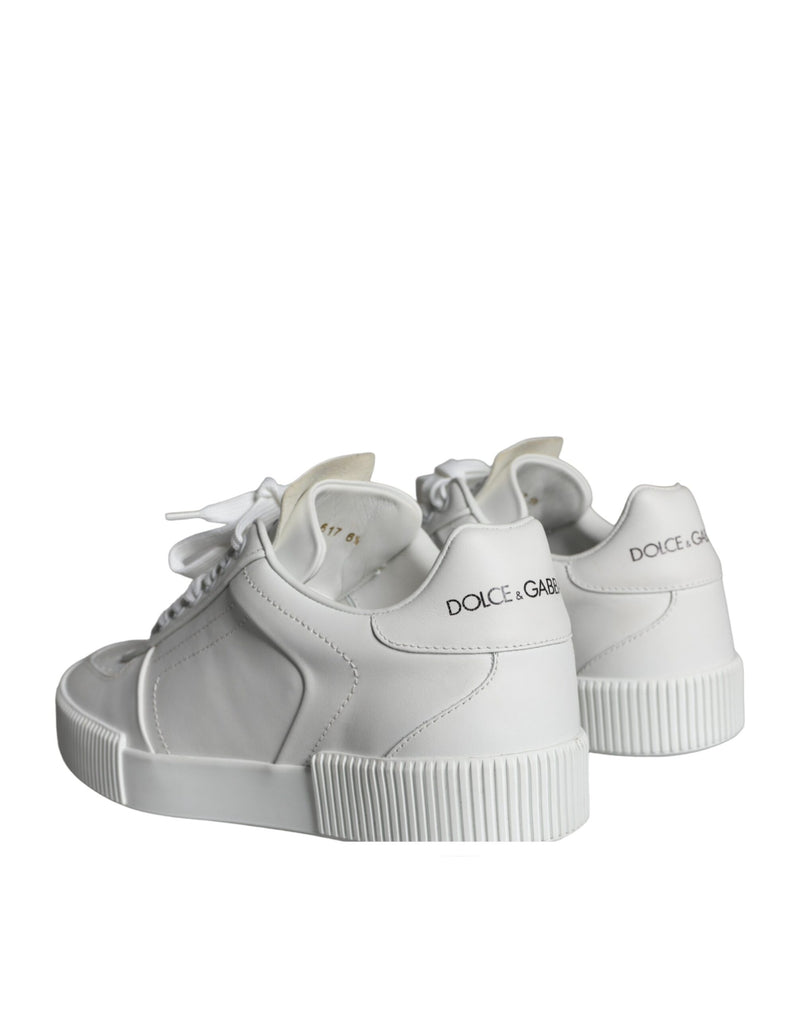 Dolce & Gabbana White Miami Leather Low Top Sneakers Shoes