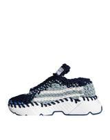 Dolce & Gabbana Blue White Daymaster Crochet Low Top Sneakers Shoes