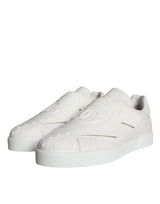 Dolce & Gabbana White Leather Slip On Low Top Sneakers Shoes