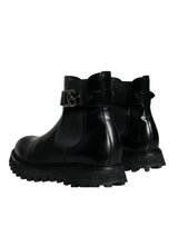 Dolce & Gabbana Black Belted DG Logo Men Chelsea Boots Shoes