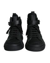 Dolce & Gabbana Black Leather High Top Logo Sneakers Shoes