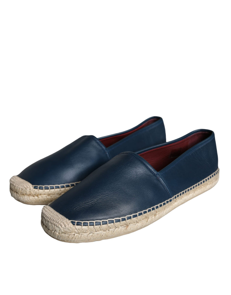 Dolce & Gabbana Blue Leather Leather Espadrille Flats Shoes