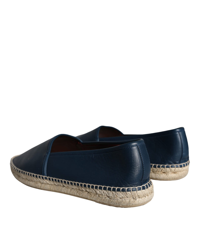 Dolce & Gabbana Blue Leather Leather Espadrille Flats Shoes