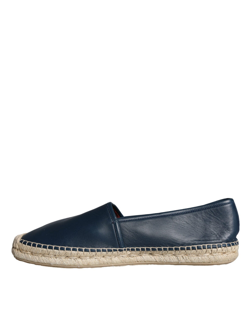 Dolce & Gabbana Blue Leather Leather Espadrille Flats Shoes