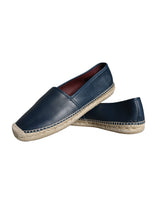 Dolce & Gabbana Blue Leather Leather Espadrille Flats Shoes