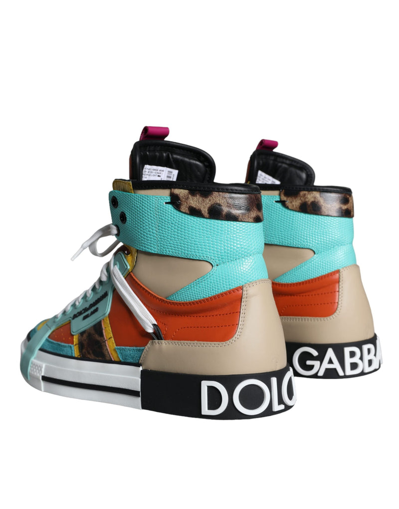 Dolce & Gabbana Multicolor Leather High Top Sneakers Shoes