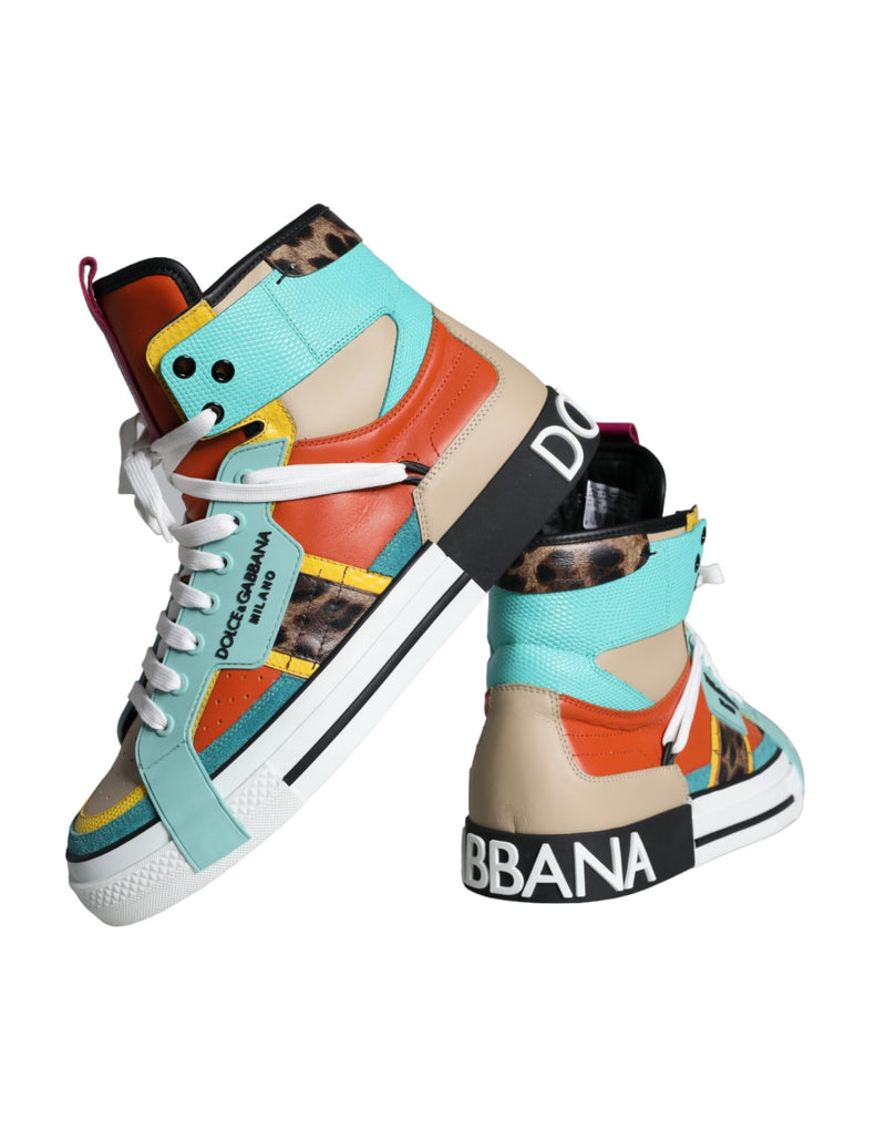 Dolce & Gabbana Multicolor Leather High Top Sneakers Shoes