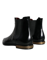 Dolce & Gabbana Black Leather Chelsea Ankle Boots Shoes