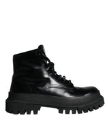 Dolce & Gabbana Black Lace Up Trekking Ankle Boots Men Shoes