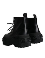 Dolce & Gabbana Black Lace Up Trekking Ankle Boots Men Shoes