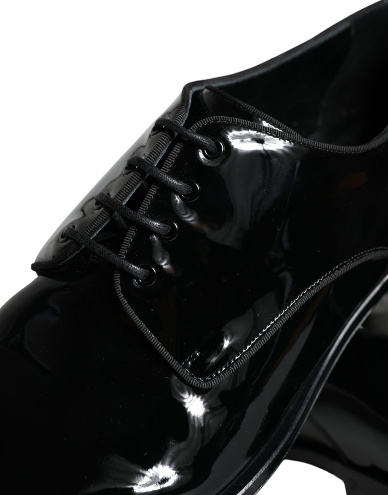 Dolce & Gabbana Black Calfskin Leather Derby Men Dress Shoes