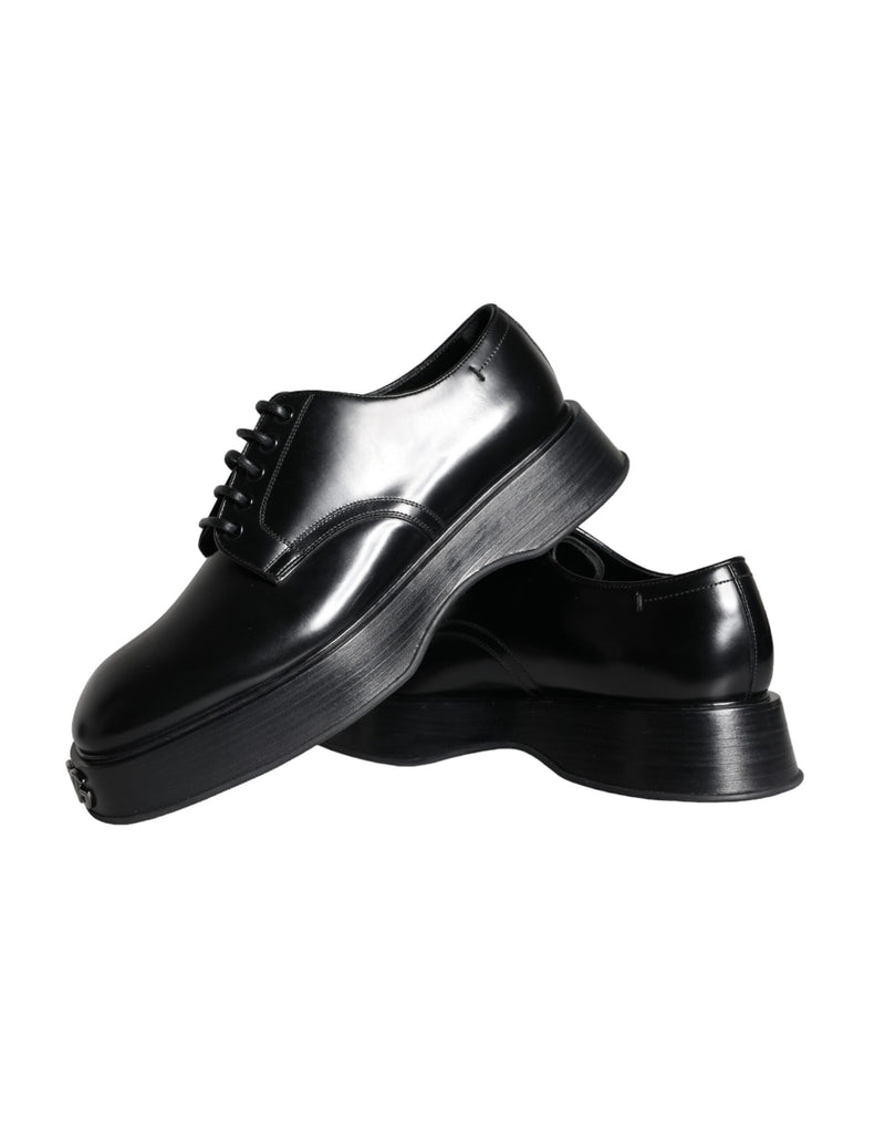 Dolce & Gabbana Black Calf Leather Derby Formal Dress Shoes