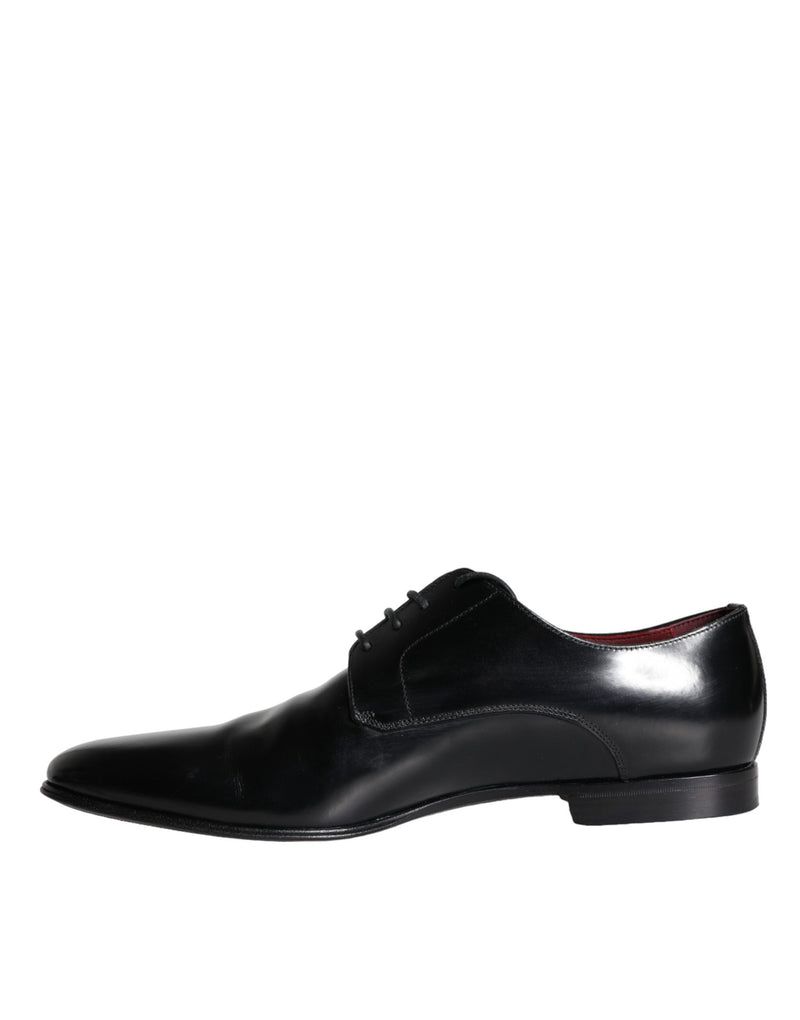 Dolce & Gabbana Black Calfskin Leather Derby Men Dress Shoes