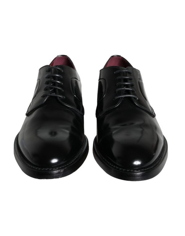 Dolce & Gabbana Black Calfskin Leather Derby Men Dress Shoes