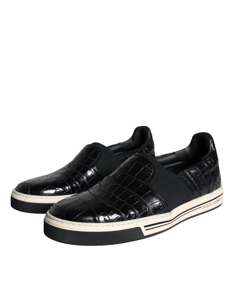 Dolce & Gabbana Black Leather Loafers Slippers Casual Shoes