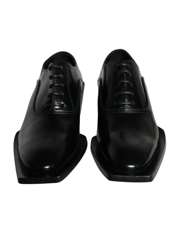 Dolce & Gabbana Black Calfskin Leather Derby Dress Men Shoes