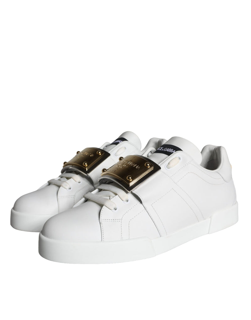 Dolce & Gabbana White Portofino Logo Plaque Sneakers Shoes