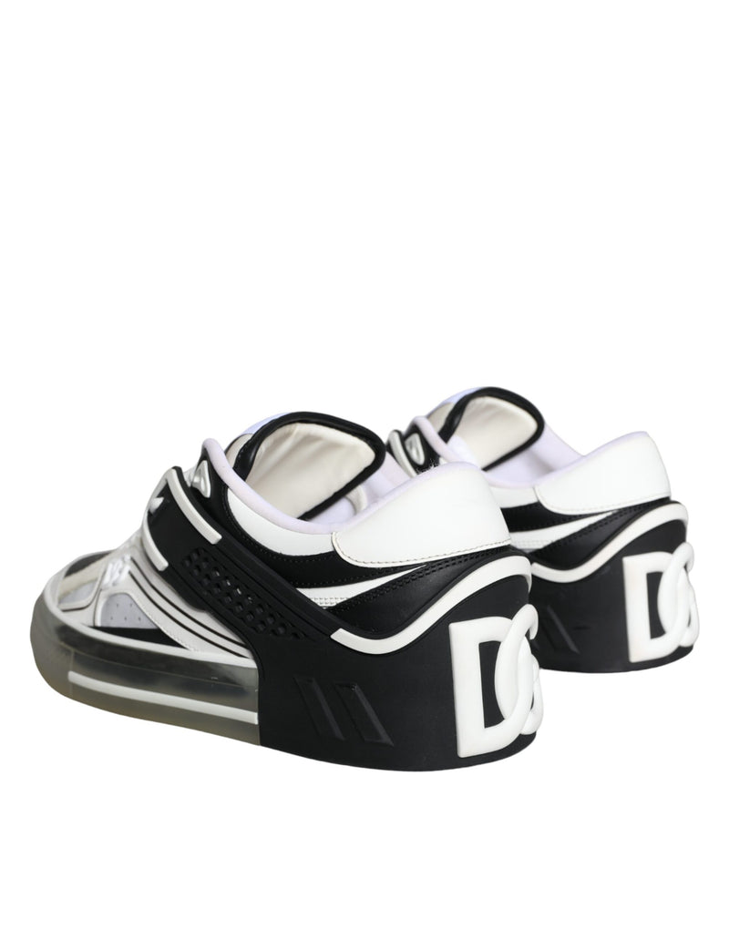 Dolce & Gabbana Black Silver Custom 2.Zero Low Top Sneakers Shoes