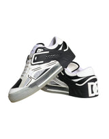 Dolce & Gabbana Black Silver Custom 2.Zero Low Top Sneakers Shoes