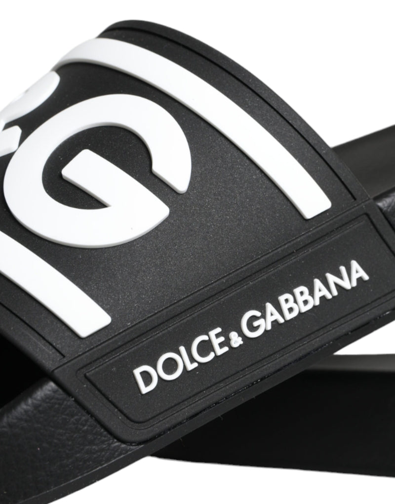 Dolce & Gabbana Black White Sandals Rubber Beachwear Shoes