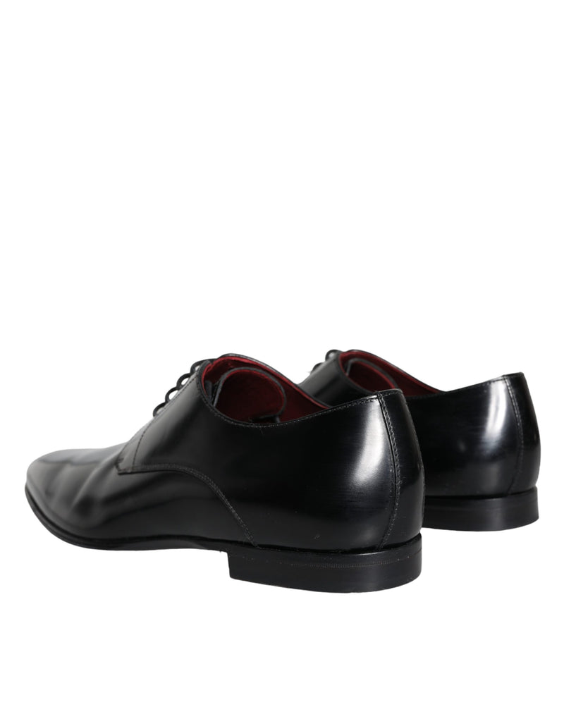 Dolce & Gabbana Black Leather Derby Formal Dress Men Shoes