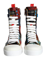 Dolce & Gabbana Multicolor Patchwork Logo High Top Sneakers Shoes