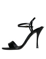 Dolce & Gabbana Black KEIRA Leather Heels Sandals Shoes