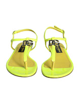 Dolce & Gabbana Yellow Leather DG Logo Flats Sandals Shoes