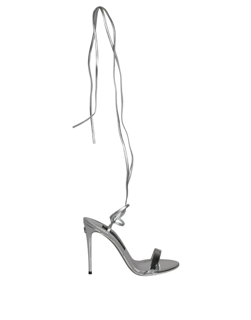 Dolce & Gabbana Metalic Silver Strap Stilettos Sandals Shoes