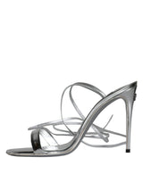 Dolce & Gabbana Metalic Silver Strap Stilettos Sandals Shoes