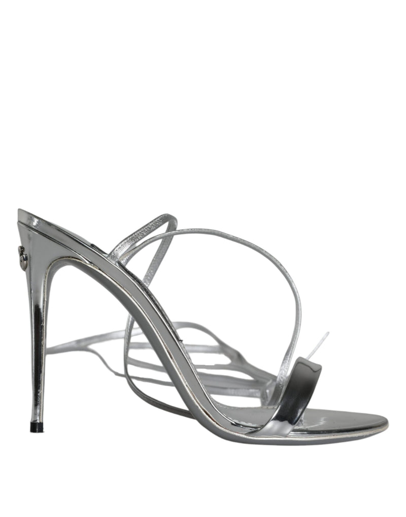 Dolce & Gabbana Metalic Silver Strap Stilettos Sandals Shoes