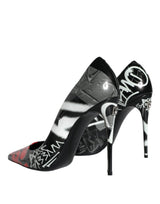 Dolce & Gabbana Black Graffiti Leather High Heels Pumps Shoes