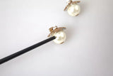 Dolce & Gabbana Gold Tone Maxi Faux Pearl Floral Clip-on Jewelry Earrings