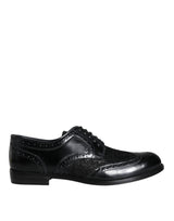 Dolce & Gabbana Black Leather Floral Lace Dress Formal Shoes