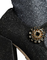 Dolce & Gabbana Black Crystal Mary Janes Booties Shoes