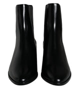 Dolce & Gabbana Black Leather Ankle Boots Booties Shoes