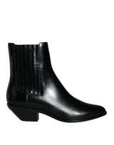 Dolce & Gabbana Black Leather Ankle Boots Booties Shoes