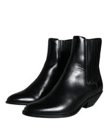 Dolce & Gabbana Black Leather Ankle Boots Booties Shoes